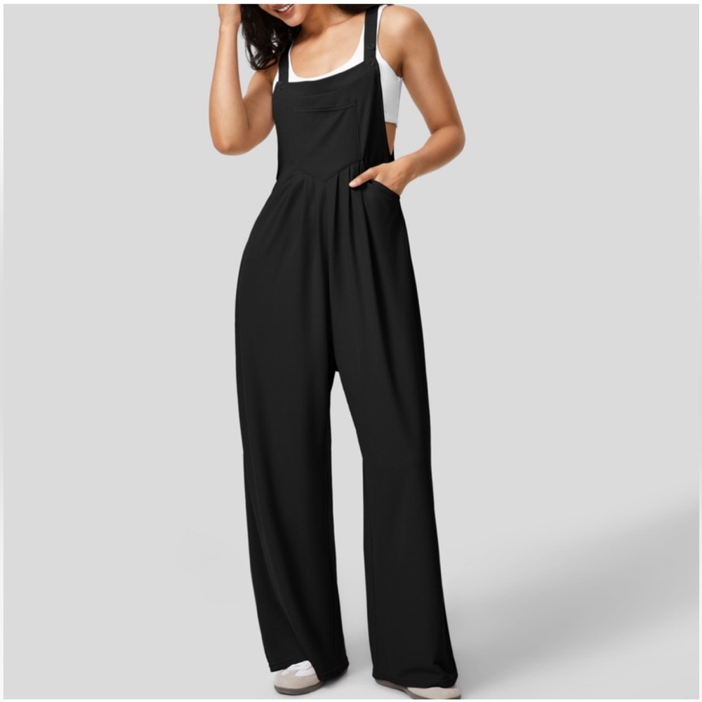 Halara adjustable strap waffle overalls